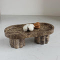 Natural Travertine Marble Oval Tray with 2 Legs, 10" Vanity Decorative Tray for Countertop Organizer, Catchall Tray for Perfume, Candles, Jewelry Dish by Natust