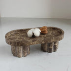 Natural Travertine Marble Oval Tray with 2 Legs, 10" Vanity Decorative Tray for Countertop Organizer, Catchall Tray for Perfume, Candles, Jewelry Dish by Natust