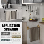 Towel Bar, Adhesive or Drill Wall Mount, Brushed Nickel, 2 Pack - Image 6