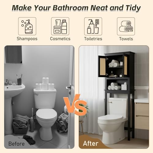 Over Toilet Storage Cabinet with Barn Door & Adjustable Shelves - Image 4