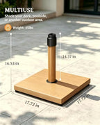 45lbs Patio Umbrella Base, Heavy Duty Stand Outdoor, Teak - Image 3