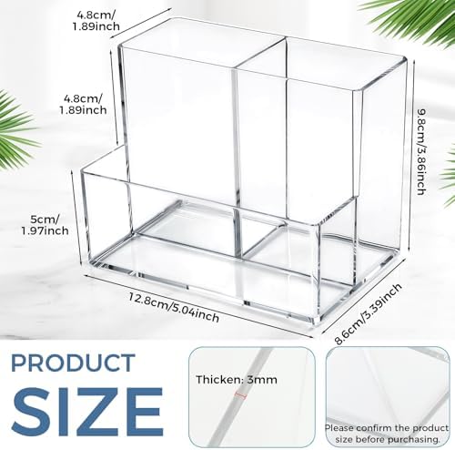 Sabary 12 Pcs Acrylic Pen Holder for Desk, Clear Pencil Cup Organizer - Image 2