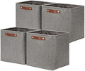 DULLEMELO 12 inch Cube Storage Bins, Large Collapsible Grey Storage Baskets for Square Cubes Organizing, Fabric Boxes Bins for Shelves Nursery Home Office Storage(4 Pack - 12" Grey) by DULLEMELO
