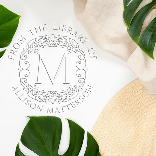 Custom Made Home Book Embossed Stamp - Elegant Desk Monogram Library Embosser for Islamic Cultural Center Members - Personalized Custom Book Embossed Stamp for Home Office and Library Use by AcornSalesCo
