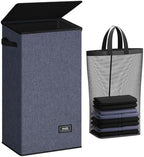 SOLEDI 100L Laundry Hamper with Lid, Large Collapsible Laundry Basket by SOLEDI