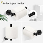 Matte Black Bathroom Hardware Set, Modern 24-Inch Towel Bar Set Wall Mounted, Towel Rack Set Black,Stainless Steel Bathroom Accessories Set Black,5-Pieces - Image 4