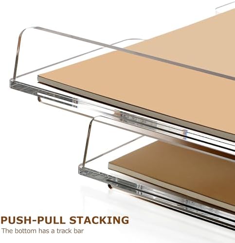 SANRUI 4 Tier Acrylic Paper Letter Tray Desk Stackable Organizer Trays，Clear Enlarged A4 Stackable File Document Tray， Workspace Office Supplies Organizers and Accessories Sorter，13.82inx9.29inx6.7in - Image 5
