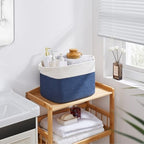 OIAHOMY Cotton Rope Storage Baskets for Organizing Blue & White 3-Pack - Image 5