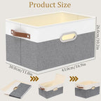 Yawinhe Collapsible Fabric Storage Bins,16.9x11.8x10.2in,White/Grey,4-Pack - Image 5