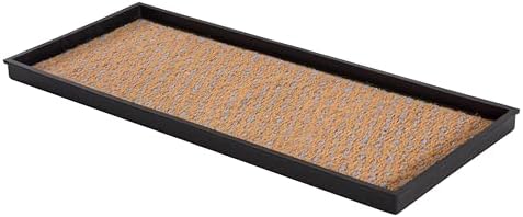 Anji Mountain Heavy Duty Waterproof Rubber Shoe Storage Mat Organizer/Boot Storage Tray Multi Use for Entryway with Coir, Tan and Blue Insert, Fits 3 Pair (34.5" Wide) by AnjiMountain