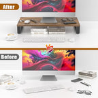 XINYAO Wood Monitor Stand Riser for Desk, 24x12x3 inch, Rustic Brown - Image 5