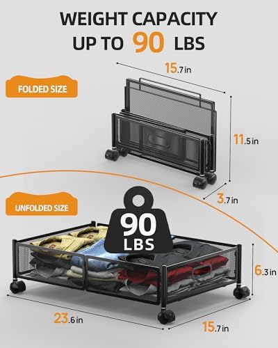 Under Bed Organizer, Storage Bins Under Bed, 60L Underbed Storage Bins for Bedroom Clothes Shoes Blankets (Black, 2 Pack) - Image 7