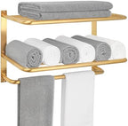 3-Tier Bathroom Towel Rack, SUS 304 Wall Mount, Brushed Gold by DEWVIE