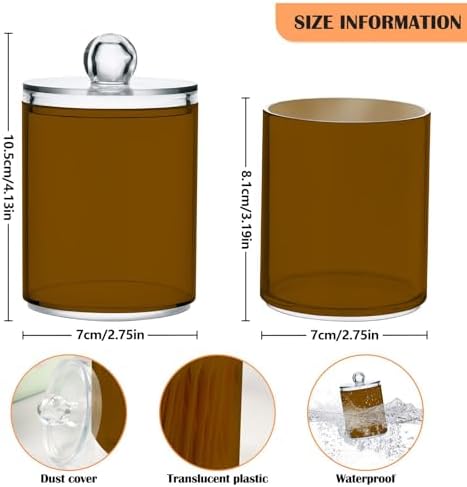 4 Pack Qtip Holder Dispenser with Lids,Brown Storage Containers,Bathroom Canisters Organizer for Cotton Ball,Cotton Swab,Cotton Round Pads,Floss 21214712 - Image 2