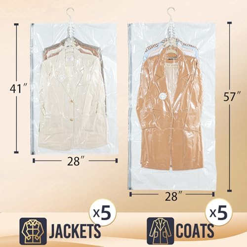 Hanging Vacuum Storage Bags with Electric Pump – 6 Pack (3 Long, 3 Short) Hanging Vacuum Seal Bags for Clothing, Closet Organizer Space Saver for Suits, Jackets & Coats - Image 2
