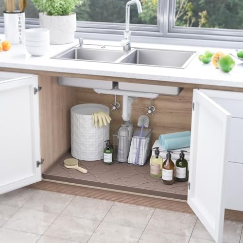 SIKADEER Waterproof Under Sink Mat 25" x 22" Silicone Mat Cabinet Protector - Image 2
