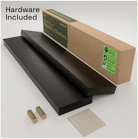 Solid Wood Floating Shelves for Wall 36 Inches Long, Black Wooden Shelf - Image 6