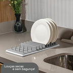 Lyor Dish Drying Rack with Diatomite Stone Mat, Countertop Drainer for Plates, Cups and Utensils, Gray, Absorbent Drying Tray for Kitchen Countertop, Space-Saving Design 14.5 x 6.5 x 1.6 in - Image 3