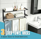 VOTZAAQ Black Towel Racks for Bathroom, Stainless Steel, 32 Inch - Image 6