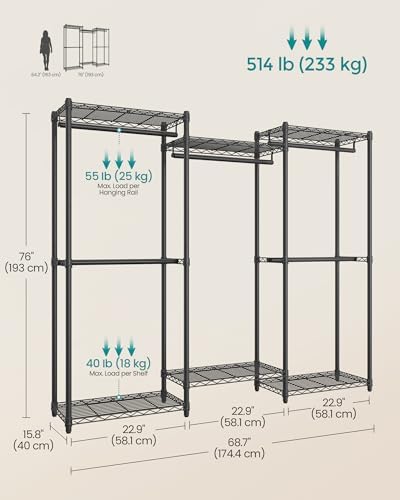 SONGMICS Closet Organizers and Storage, Clothes Rack with Shelves - Image 6
