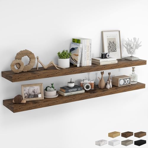 RICHFOCUS 72Inch Floating Shelves for Wall 2Pack|Rustic Brown|8" D by RICHFOCUS