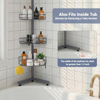 Standing Shower Caddy Corner, 4-Tier Adjustable Height Bathroom Organizer, 6-Section Pole, Sturdy Floor Standing Shelf for Shower – No Drilling, No Spring Tension (Gray) - Image 2