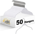 Quality Hangers Clothes Hangers 50 Pack - Non-Velvet Plastic Hangers for Clothes -Heavy Duty Coat Hanger Set -Space-Saving Closet Hangers with Chrome Swivel Hook, Non-Flocked Hangers (50, White) by QualityHangers
