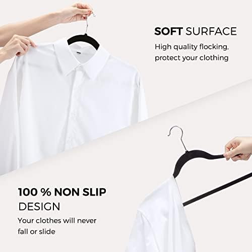 HOUSE DAY Premium Velvet Hangers, Non-Slip Flocked Felt, Sturdy Coat & Suit Hangers for Closet Space Saving (100 Pack, Black) - Image 5