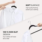 HOUSE DAY Premium Velvet Hangers, Non-Slip Flocked Felt, Sturdy Coat & Suit Hangers for Closet Space Saving (100 Pack, Black) - Image 5