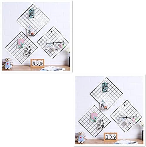 Feadily 6 Pack Metal Grid Panel, 13.8" x 13.8" Black Wire Grid Wall Organizer for Photos, Notes & Decor, Include 2 Hook Racks - Image 6
