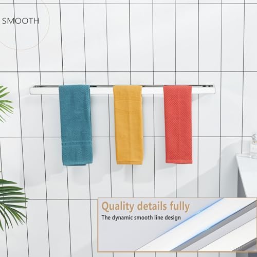 KOKOSIRI Towel Holder Chrome Bath Towel Bar Rack 32-Inch Kitchen Holder Polished Stainless Steel for Bathroom Hardware Wall Mounted, 1 Pack B4008CH-L32 - Image 4