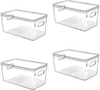Clear Plastic Storage Bins with Lids, Perfect for Kitchen Organization or Pantry Organization and Storage, Stackable Fridge Organizer Bins, Storage Containers for Organizing, Cabinet Organizers by CONTROLKITCHEN