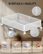 Under Bed Storage With Wheels, 4 Pack Foldable Pattern Carved Metal Under Bed Storage Containers, 60L Rolling Underbed Storage, Easy Assembly Under The Bed Storage for Shoes, Blankets... - Image 6