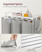 VASAGLE Laundry Hamper with Shelf, 3 Pull-Out Bags, 3 x 10.6 Gallons (40 L) - Image 4