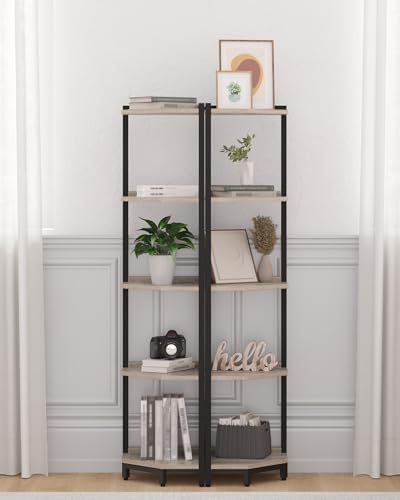 Hzuaneri Corner Shelf Stand, Corner Bookshelf with Metal Frame - Image 6