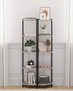 Hzuaneri Corner Shelf Stand, Corner Bookshelf with Metal Frame - Image 6