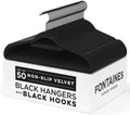 Fontaines Luxury Black Velvet Felt Non Slip Clothes Hangers 50 Pack - Ultra Slim & Space Saving - Heavy Duty Swivel Hook for Clothing, Suit, Top, Tie, Shirt, Skirt & Pant Organization by Fontaines