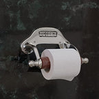 Stylish Wall Mount Toilet Paper Holder 6.5" W Chrome Plated Solid Brass Easy Install Toilet Tissue Paper Holders with Wooden Roll for Bathrooms Includes Hardware Renovators Supply Manufacturing - Image 2