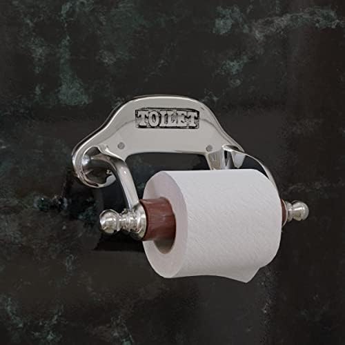 Stylish Wall Mount Toilet Paper Holder 6.5" W Chrome Plated Solid Brass Easy Install Toilet Tissue Paper Holders with Wooden Roll for Bathrooms Includes Hardware Renovators Supply Manufacturing - Image 2