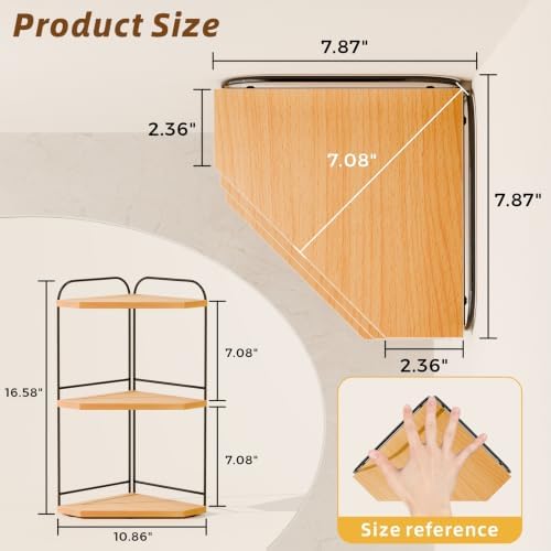 2 Pack Corner Bathroom Counter Organizer, 3-Tier Wood Countertop Organizer - Image 2