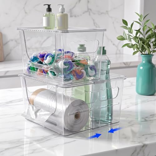 BLULEE 2 Pack Clear Trash Bag Holder, Under Sink Trash Dispenser by BLULEE