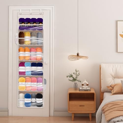 Over Door Organizer with 6 Extra Large Pockets 12 Side Pockets, Sturdy Closet Storage Rack, Hanging Storage Organizer with Clear Window for Shoes, Diaper, Bedroom, Bathroom, Beige, 6-Pack - Image 4