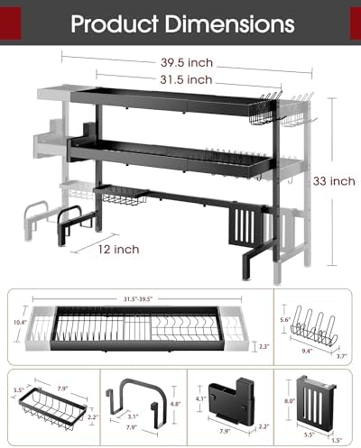 Sakugi 3-Tier Dish Drying Rack Over The Sink, Expandable for Counter - Image 4