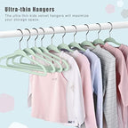 BAGAIL 50 Pack Kids Velvet Hangers 14 Inches Children's Clothes Hangers Non-Slip Baby Hangers for Infant/Toddler (Lime Cream) - Image 5