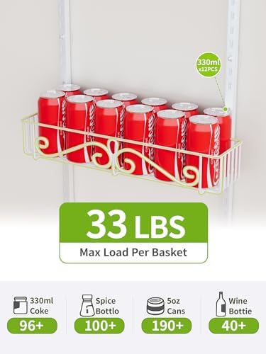 8-Tier Over Door Pantry Organizer, Adjustable Metal Hanging Storage Rack for Kitchen Pantry, White - Image 5