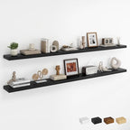 Dreamland 72Inch Floating Shelves for Wall, Rustic Wooden Black Floating Shelves for Living Room, Kitchen, Farmhouse, Deep Wall Mounted Book Shelf, Wood Storage Display Shelf for Home Decor, Set of 2 by Dreamland