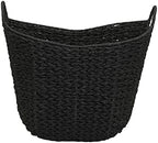 Household Essentials Handwoven Paper Rope Storage Basket with Metal Frame and Handles, Black - Image 4