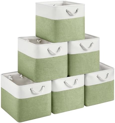 13x15x13 Inch Large Storage Bins with Cotton Rope Handles 6-Pack by HUZNXVY