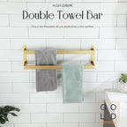 KOKOSIRI Bath Towel Bars Bathroom 2-Tiers Ladder Brushed Gold Towel Rails 24 Inches Towel Holders Wall Mounted Towels Shelves Rack Stainless Steel, B5008BG-L24 - Image 3