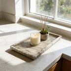 Natural Travertine Marble Vanity Bathroom Tray, 12 x 6 Inch Elegant Home Decor Tray for Kitchen,Bathroom,Dresser, Coffee Table,Sink Storage Holder Organizer, Gray Travertine (NS052) - Image 5